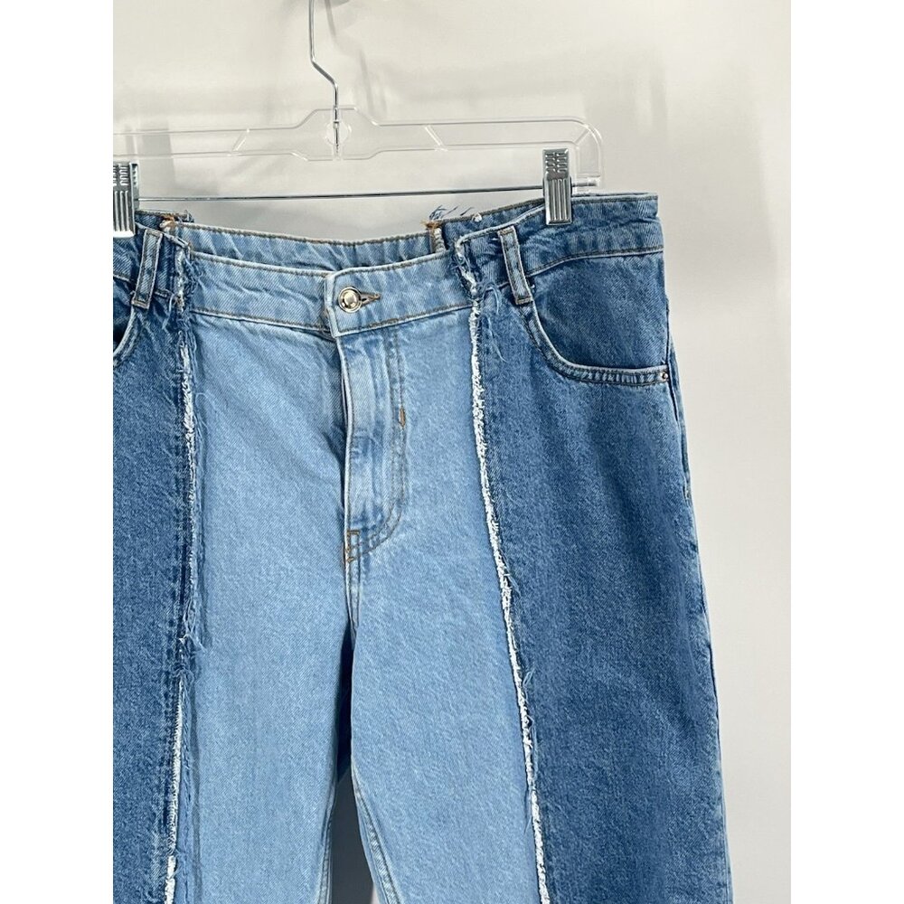 Zara High Rise Wide Leg Patchwork Distressed Jean… - image 4